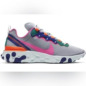 Nike React Element 55 in Wolf Grey Fuschia